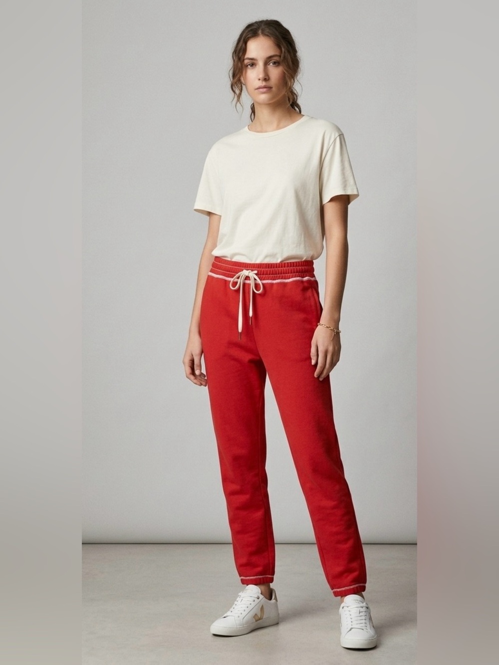 Zadig & Voltaire Red Sofia Joggers Contrast Stitch Drawstring Sweatpants